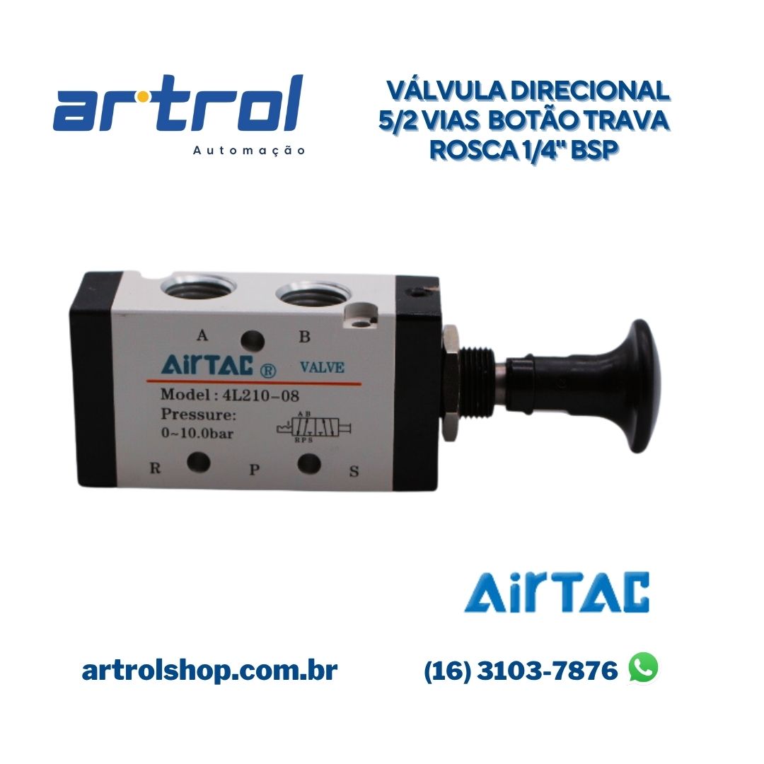 Válvula Pneumática Botão Trava 4L21008-G Airtac Brasil