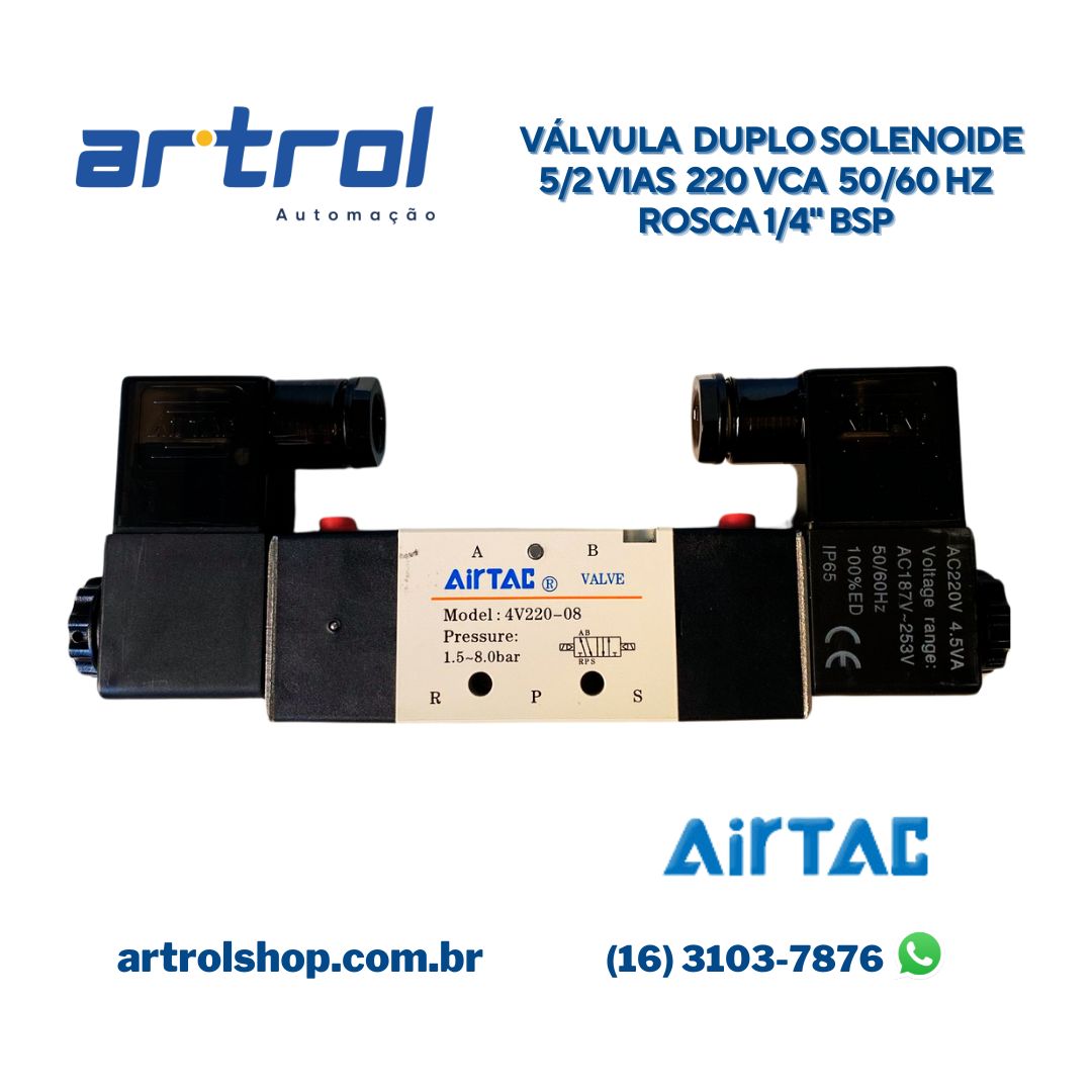 Válvula Duplo solenoide 1/4