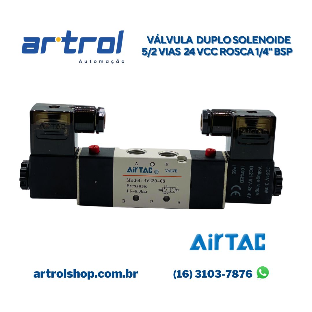 Válvula Duplo solenoide 1/4